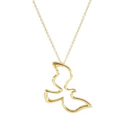 Tiffany & Co 18ct gold 'Dove' pendant necklace by Paloma Picasso, hallmarked, boxed 