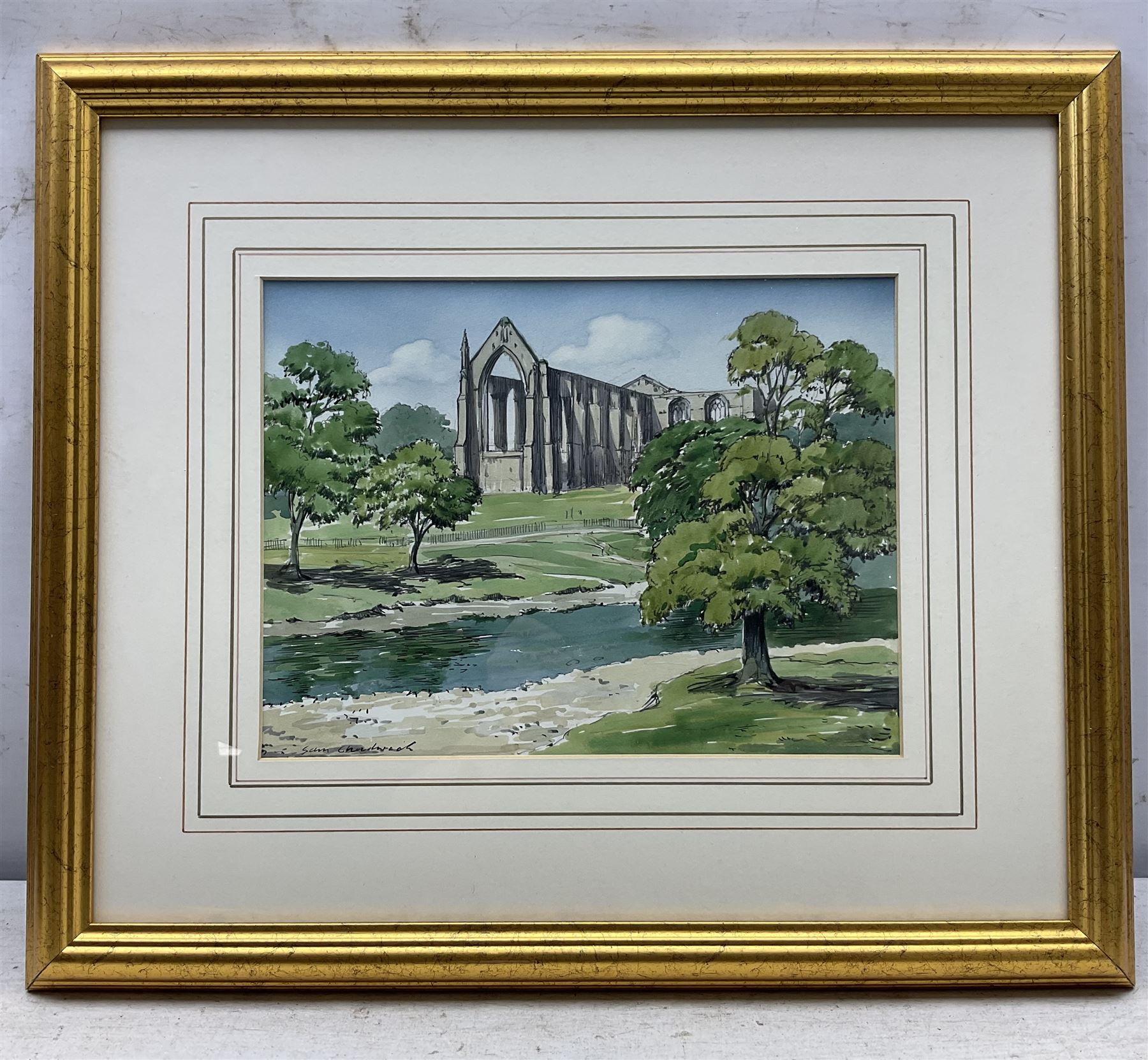 Sam Chadwick (British 1902-1992): Bolton Abbey, watercolour and ink signed 21cm x 27cm