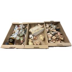 Collection of model pigs, Staffordshire Woodland Collection figures, trophies etc in three boxes