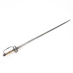 Court sword, with priced guard and simple knuckle bow hilt, blade L87cm, overall L102cm