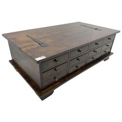 Laura Ashley - contemporary 'Garret' coffee table chest, rectangular top, fitted with twelve drawers