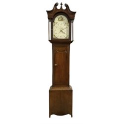 Michael Johnson of Barnard Castle (Yorks) - 30hr oak cased longcase clock c1820, with a sw...