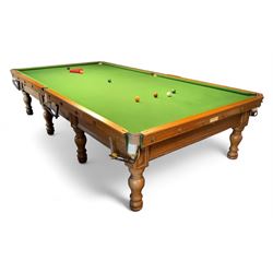 Burroughes and Watts (Soho, London: 1839-1900) - late 19th century oak full size billiard ...