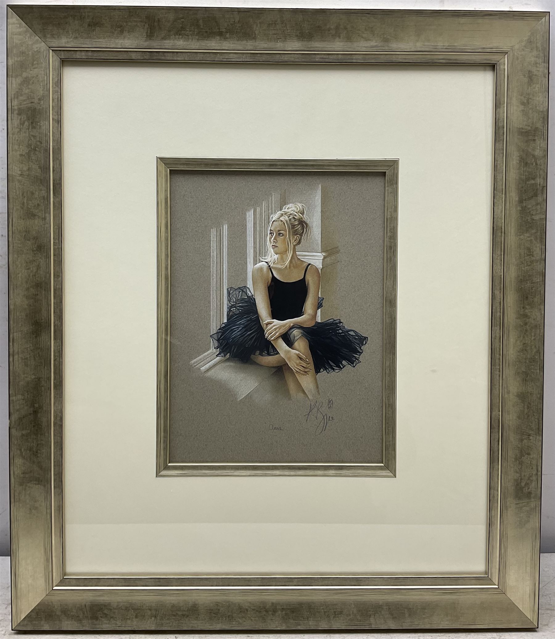 Kay Boyce (British Contemporary): 'Anna' by the Window, pastel signed and titled 26cm x 19cm