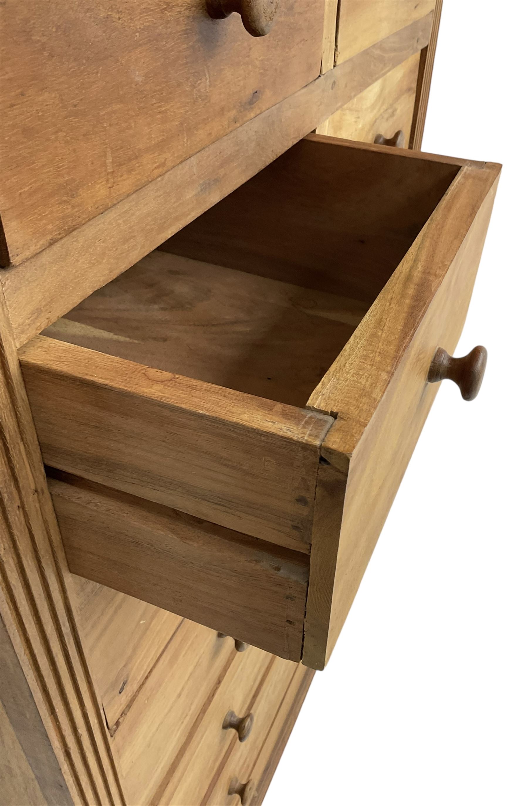 Hardwood chest, fitted with four short and four long drawers