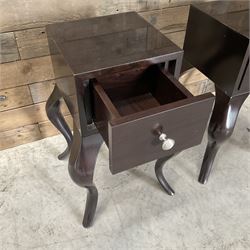 Two small rosewood bedside tables