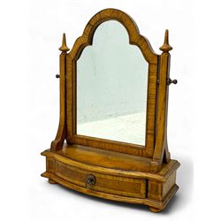 Frank Hudson - mid-20th century Mindi ash and burr walnut dressing table mirror, shaped ar...