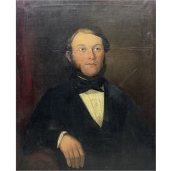 John L Ritchie (British 1809-1875): Portrait of a Victorian Gentleman, oil on canvas signed with initials and dated 1850 verso 76cm x 64cm (unframed)