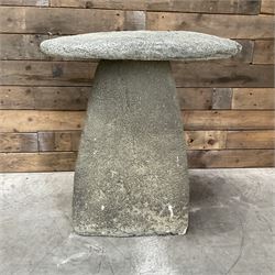 Cast stone two piece garden staddle stone mushroom