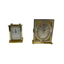 Two 20th century mantle clocks with battery operated movements.