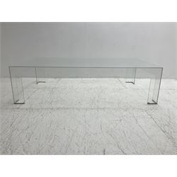 GLAS Italia - 'TAT05' contemporary glass coffee table, rectangular form on block supports 