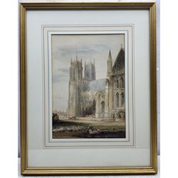 Henry Barlow Carter (British 1804-1868): Beverley Minster, watercolour signed and dated 1844, 36cm x 25cm