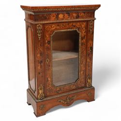 Victorian walnut and gilt metal mounted pier cabinet, rectangular top over acanthus leaf m...