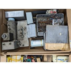 Large collection of radio parts and similar, together with other electrical parts, etc in five boxes 