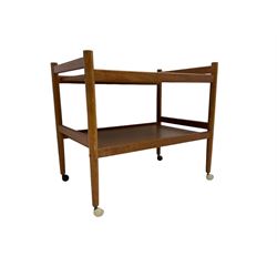 Mid-20th century circa. 1970s teak two-tier drinks trolley