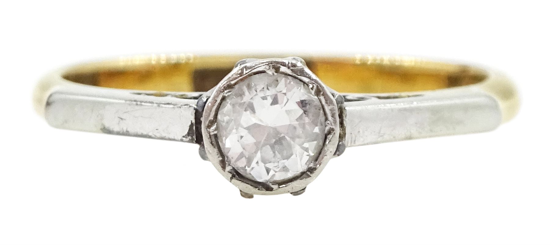 Early 20th century gold single stone old cut diamond ring, stamped 18ct Plat, diamond approx 0.15 carat