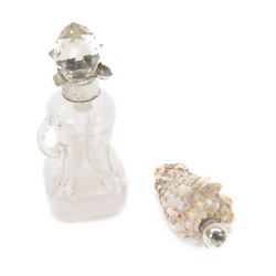 Edwardian silver mounted glass whisky noggin, with fluted silver collar, hallmarked Marks ...