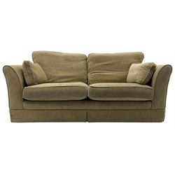 Three seat sofa (W200cm, H96cm, D100cm); and matching two-seat sofa (W180cm); upholstered in natural fabric