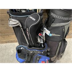 Battlesticks and other golf clubs in three bags