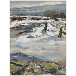 Angus Bernard Rands (British 1922-1985): 'Ilkley Moor' and 'Winter at Upper *', pair paste...