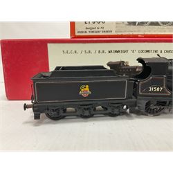 ‘00’ gauge - two kit built steam locomotives comprising Class E 4-4-0 no.31587 with tender in BR black, with South Eastern Finecast box; Class E1 Black Tanks 0-6-0T no.32147 in BR black, with Wills Finecast Box (2) 