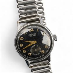 Collection of early - mid 20th century manual wind wristwatches including silver with white enamel dial and subsidiary seconds dial, Para Neptune stainless steel with black dial and four others (6)