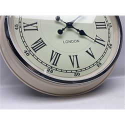 Reproduction enamel wall clock, marked London D42cm