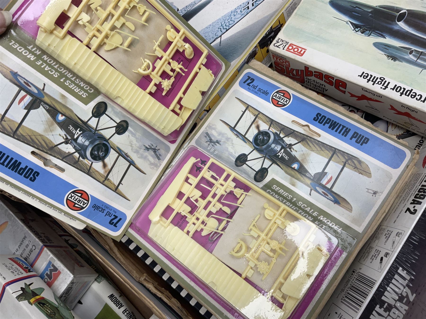 Large quantity of aircraft scale model kits to include Airfix, Revell, Monogram etc, in three boxes 