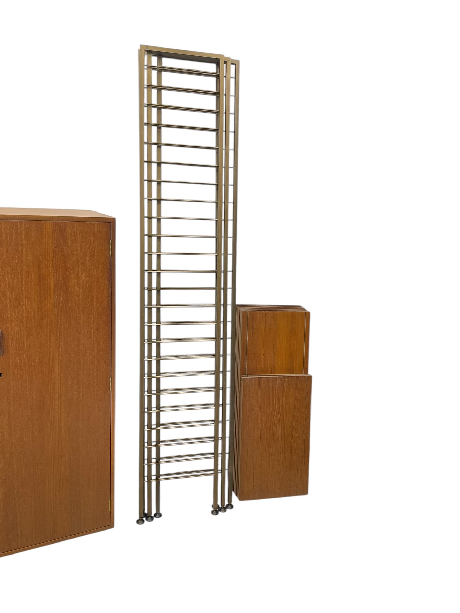 Ladderax - mid-20th century teak wall unit system, various shelves, wardrobe unit, single drawer unit, three drawer unit