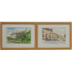 Penny Wicks (British 1949-): 'Westow Hall' and 'Cottages in Westow' near York, pair watercolours signed, titled verso 20cm x 30cm