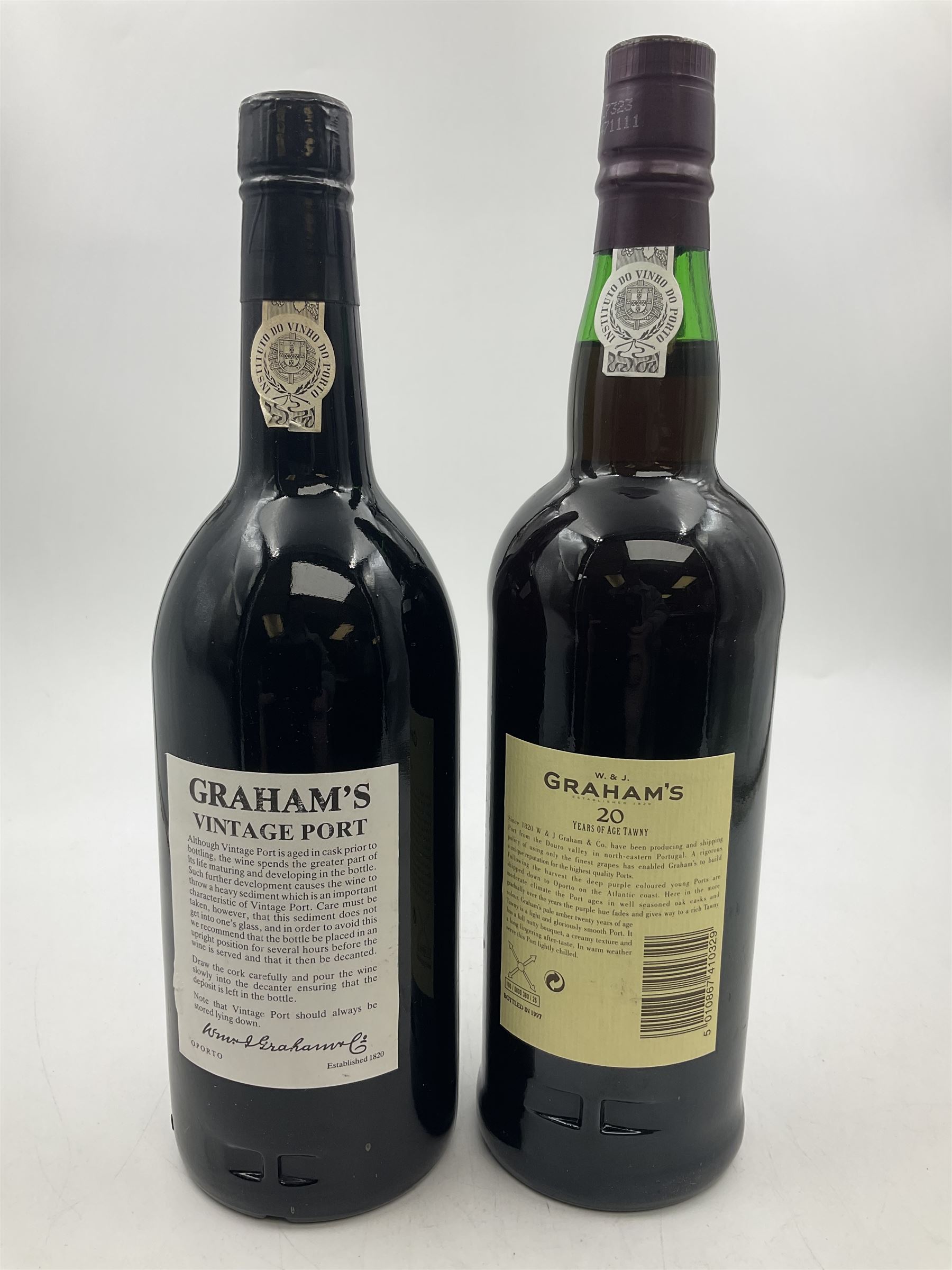 Graham's, 1983 vintage port and W.J. Graham's, 20 years of age tawny port, various contents and proof (2) 