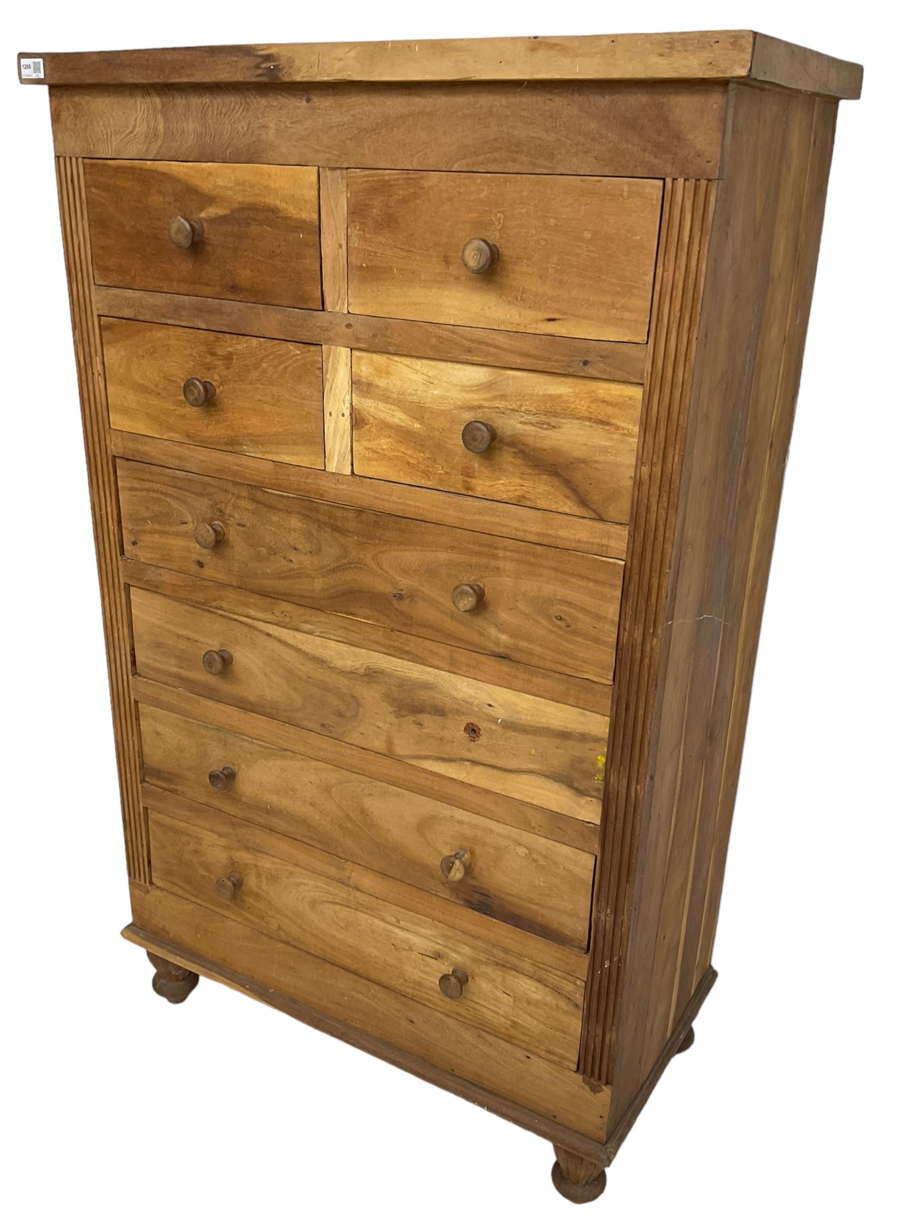 Hardwood chest, fitted with four short and four long drawers