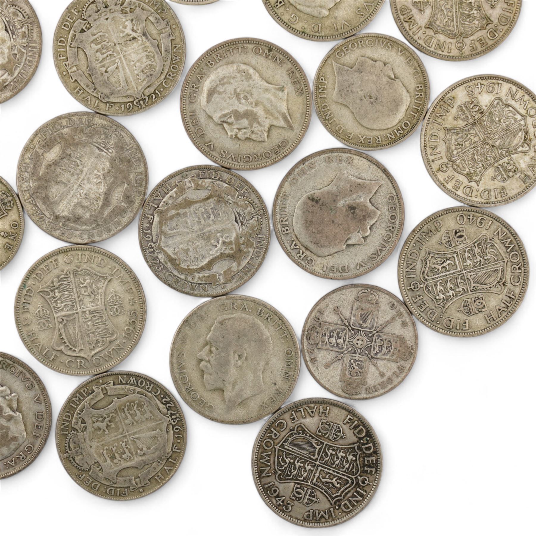 Approximately 610 grams of Great British pre 1947 silver coins, including shillings, florins, halfcrowns etc