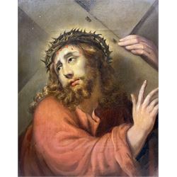 Italian School (19th century): Christ Carrying the Cross, oil on canvas unsigned 25cm x 20cm