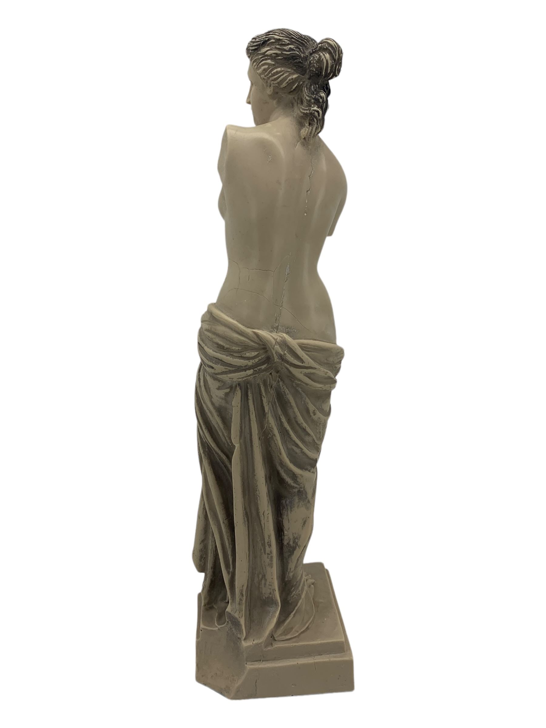 Parian ware model of a female bust on socle plinth, H20cm, resin model of 'Venus', together with other resin and composite classical figures and busts, H42cm max (6)