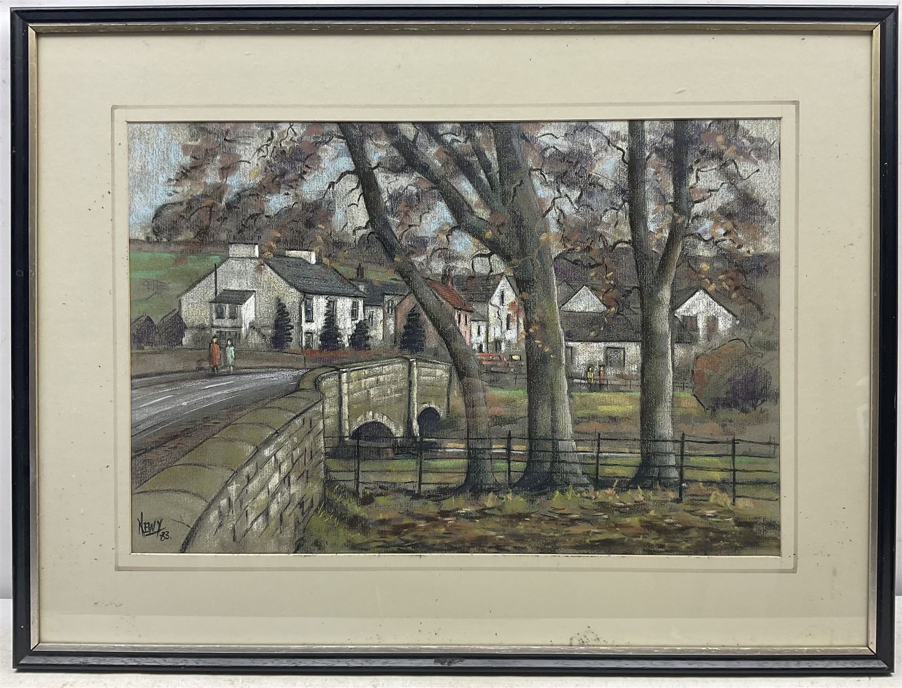 David Newbould (British 1938-2018): Yorkshire Village Scene, pastel signed and dated '83, 36cm x 54cm