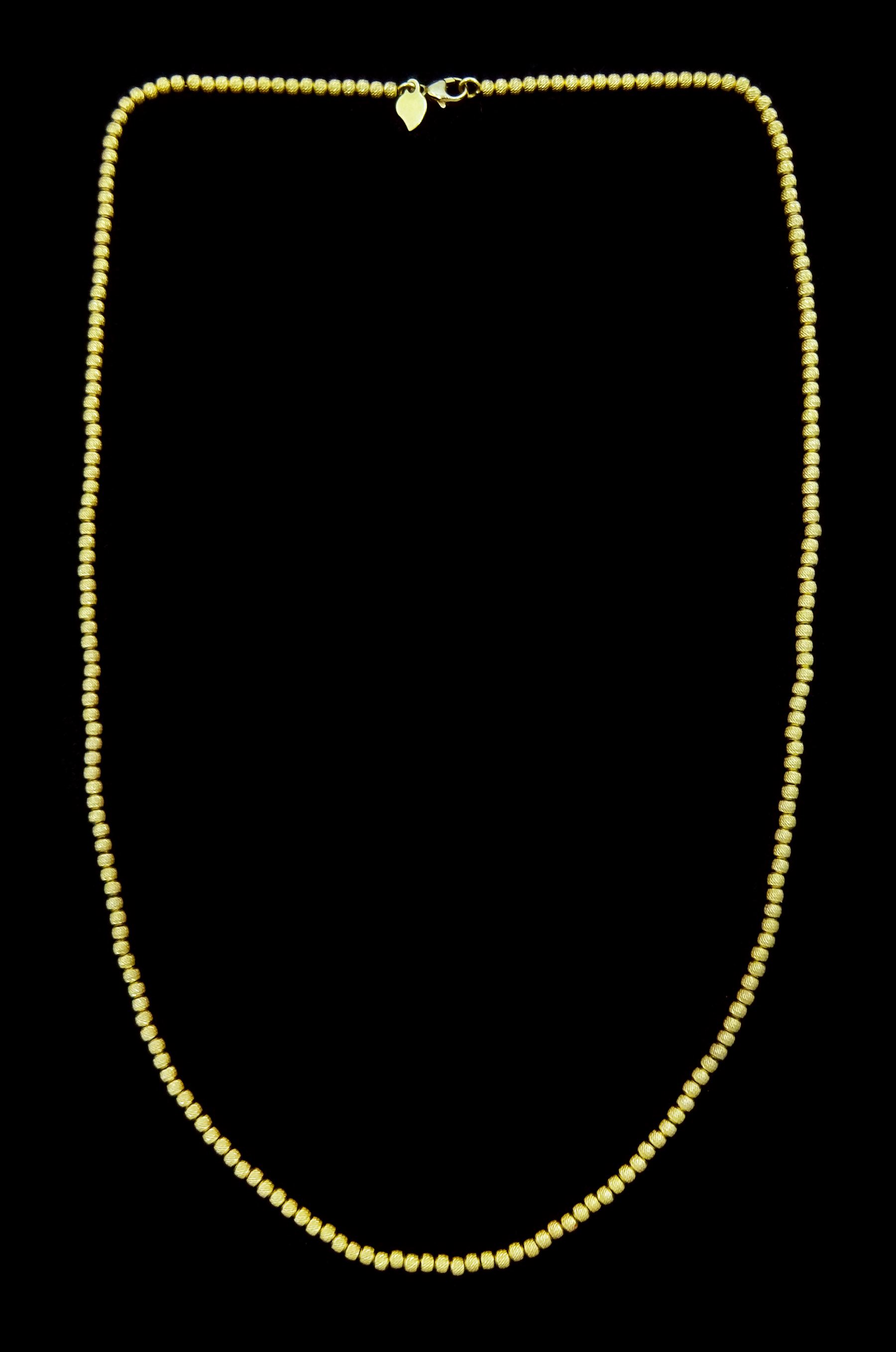 18ct gold bead link chain necklace, stamped 750