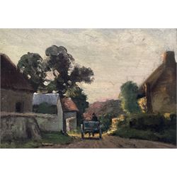 English School (19th Century): Horse and Cart Leaving the Village, oil on board unsigned 2...