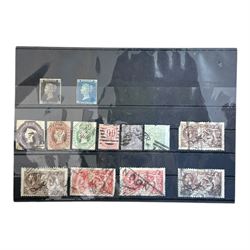 Small group of Great British Queen Victoria and later stamps, including QV penny black wit...