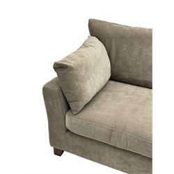 Next Home - corner sofa upholstered in grey fabric, on block feet 