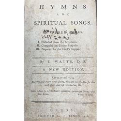 I Watts; Hymns and Spiritual Songs, J. Binns Leeds 1787