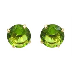 Pair of 9ct gold green stone set stud earrings