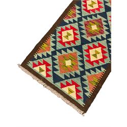 Maimana kilim rug, decorated with stepped lozenges, multi-coloured ground 