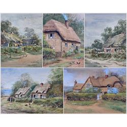 MHA (British early 20th century): Cottages, set five watercolours variously signed with initials in matching frames 12cm x 18cm (5)