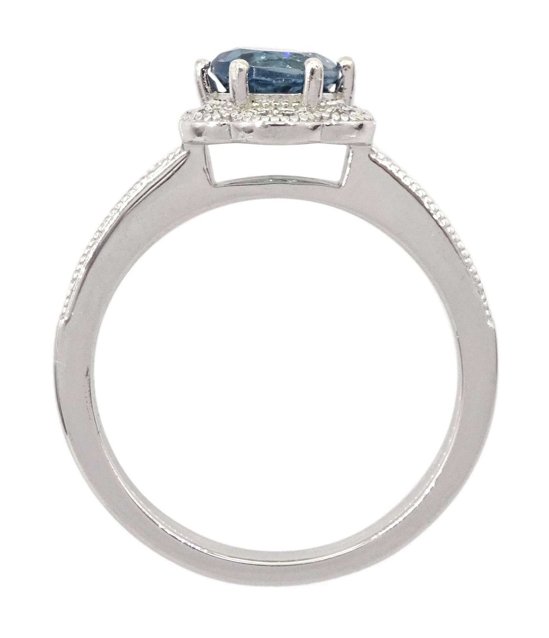 Silver London blue topaz and cubic zirconia ring, stamped 925