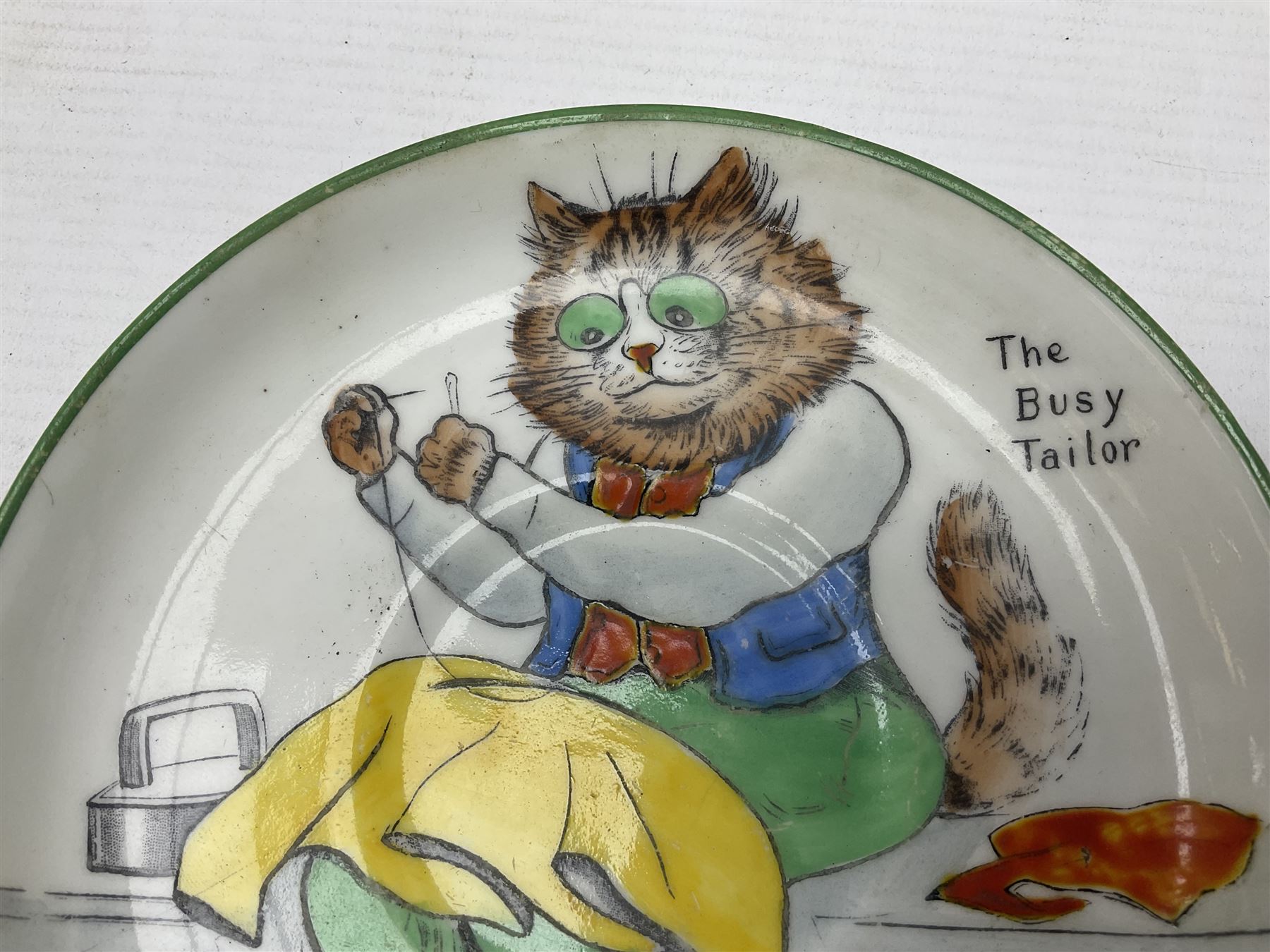 Paragon China Louis Wain 'The Busy Tailor'  hand painted saucer, from the Tinker Tailor series, D13.5cm