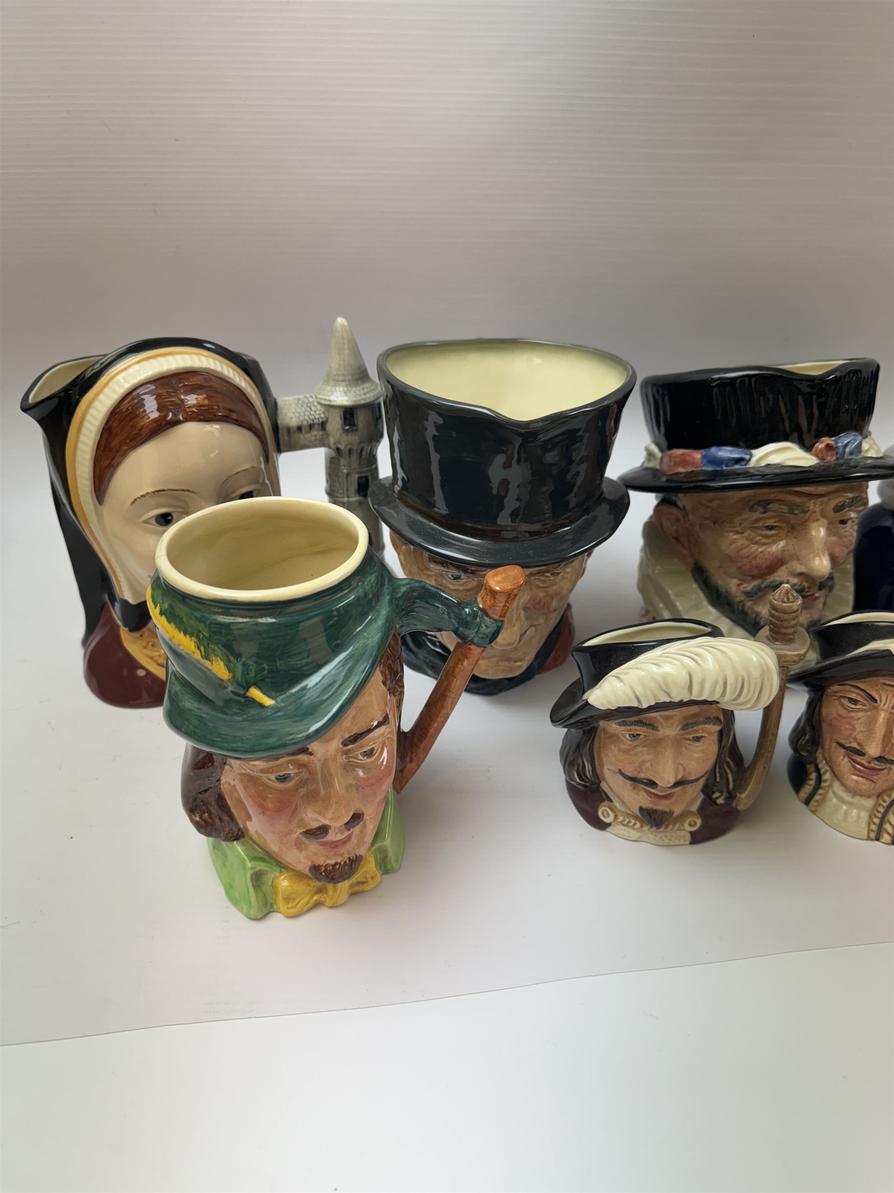 Royal Doulton figure Shore Leave HN2254, together with character jugs including Henry VIII, Aramis, Athos etc  