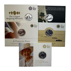 Five The Royal Mint United Kingdom fine silver twenty pound coins, dated 2013 'A Timeless ...