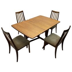 G-Plan - teak folding dining table (91cm x 136cm, H72cm), and a set of four chairs