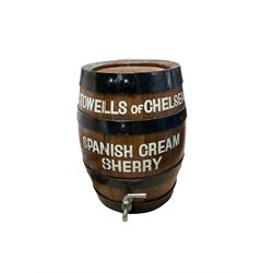 Stowells of Chelsea Spanish cream Sherry barrel, with tap, H36cm